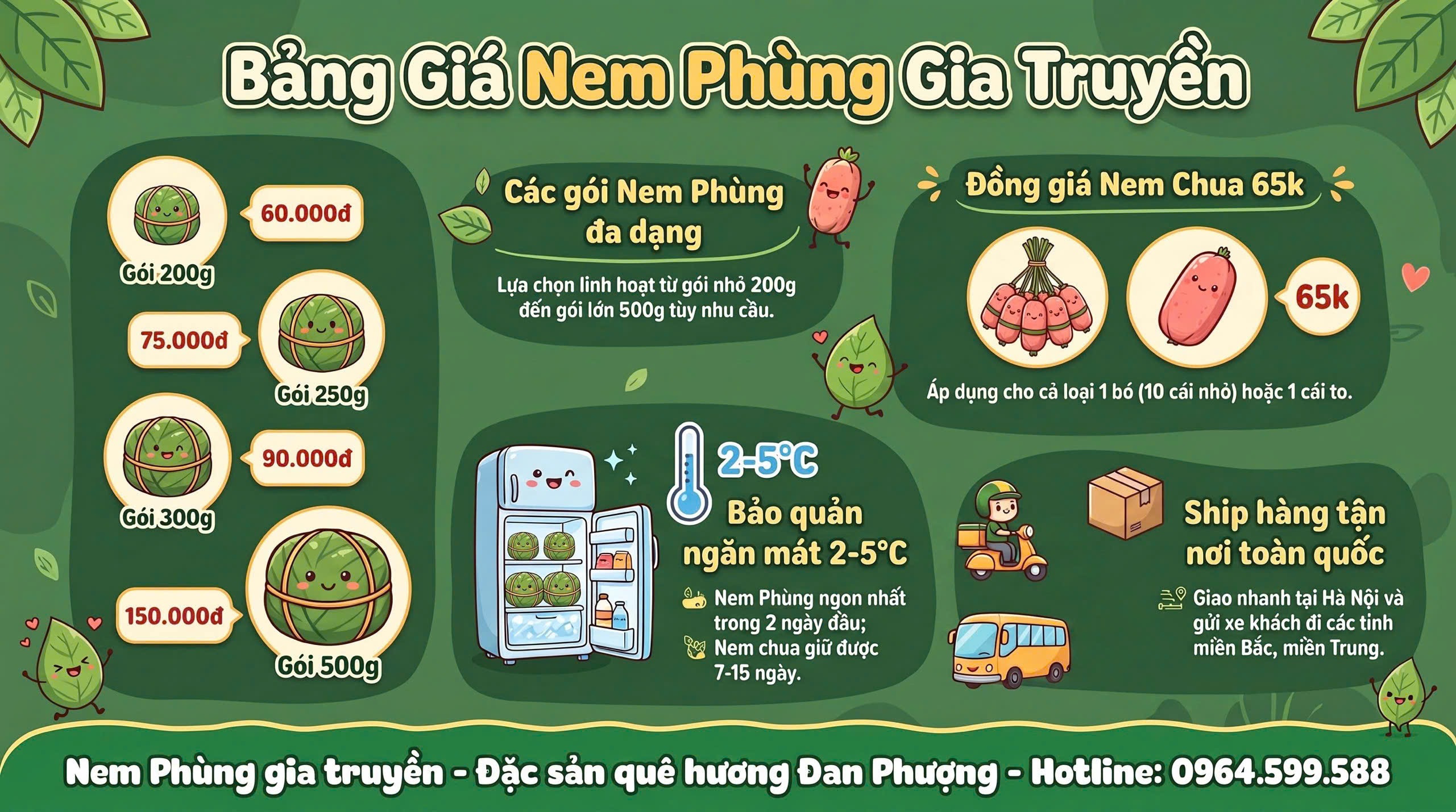 Bảng giá Nem Phùng Gia Truyền Thị Trấn Phùng Đan Phượng Hà Nội