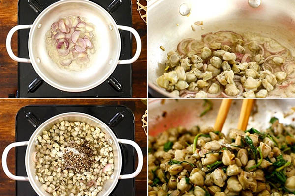 cách nấu cơm hến quảng ngãi