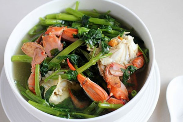 canh ghẹ rau muống