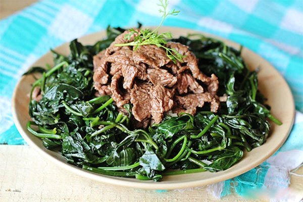 rau lang xào thịt bò