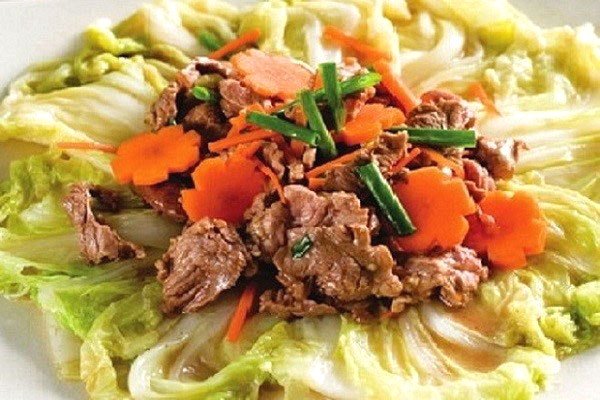 thịt bò xào rau cải thảo